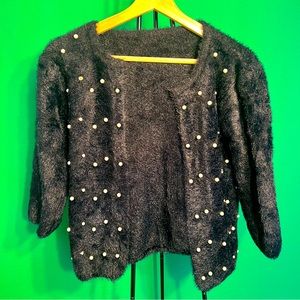 Jacket for Teens luxurious artificial fur Decorated with pearls and beads